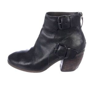 Marsell Black Leather Ankle Boots Heel Buckle Shoes Made In Italy Size 37.5
